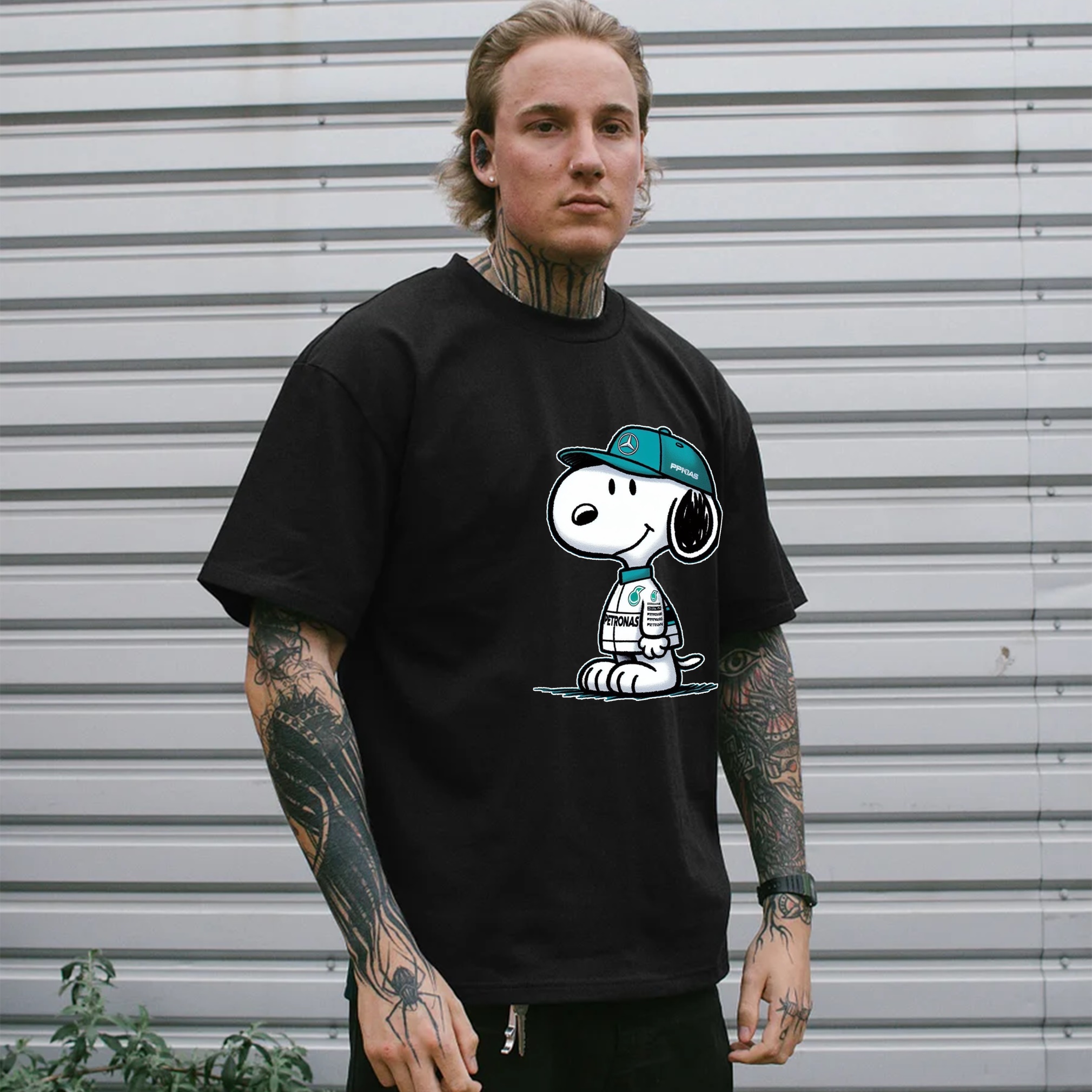 Popular Racing Team × Cartoon Character Printed Pure Cotton Casual T-Shirt 01