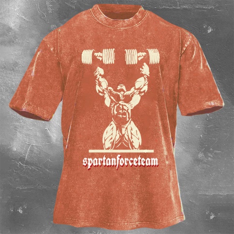 Fitness Print Washed Vintage Short Sleeves 01