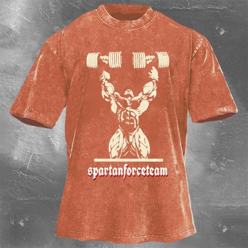 Fitness Print Washed Vintage Short Sleeves 01