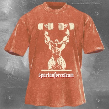 Fitness Print Washed Vintage Short Sleeves 01