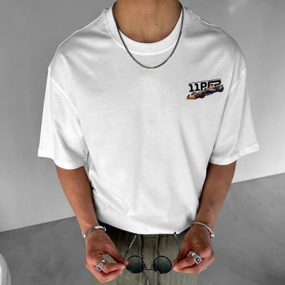 Casual Retro Street Racing Printed Short Sleeves 11