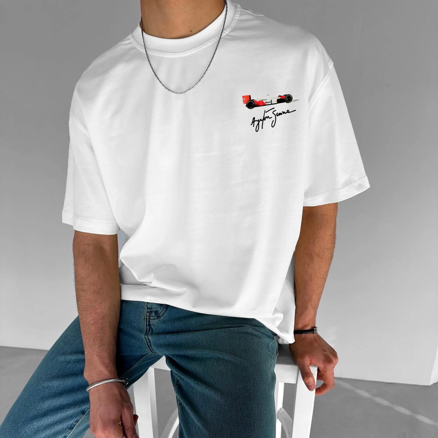 Casual Retro Street Car Printed Short Sleeve Crew Neck T-Shirt 200