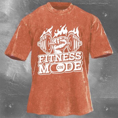 Fitness Print Washed Vintage Short Sleeves 02