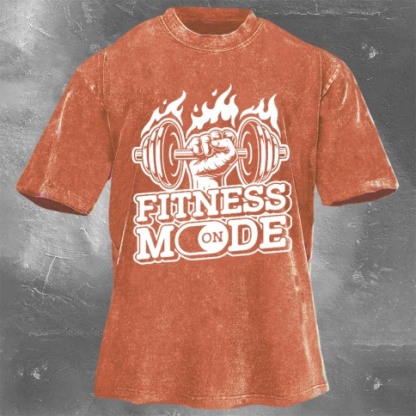 Fitness Print Washed Vintage Short Sleeves 02