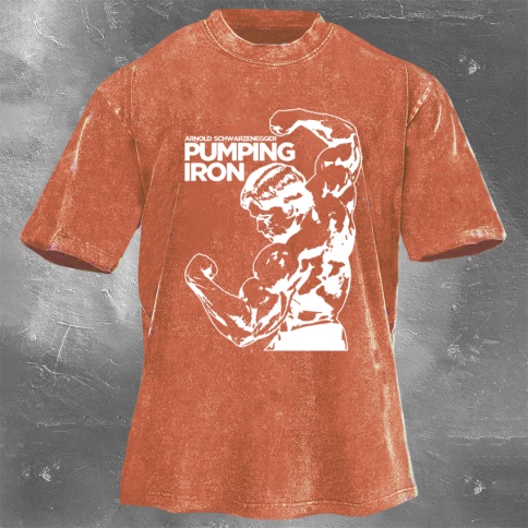 Fitness Print Washed Vintage Short Sleeves 03