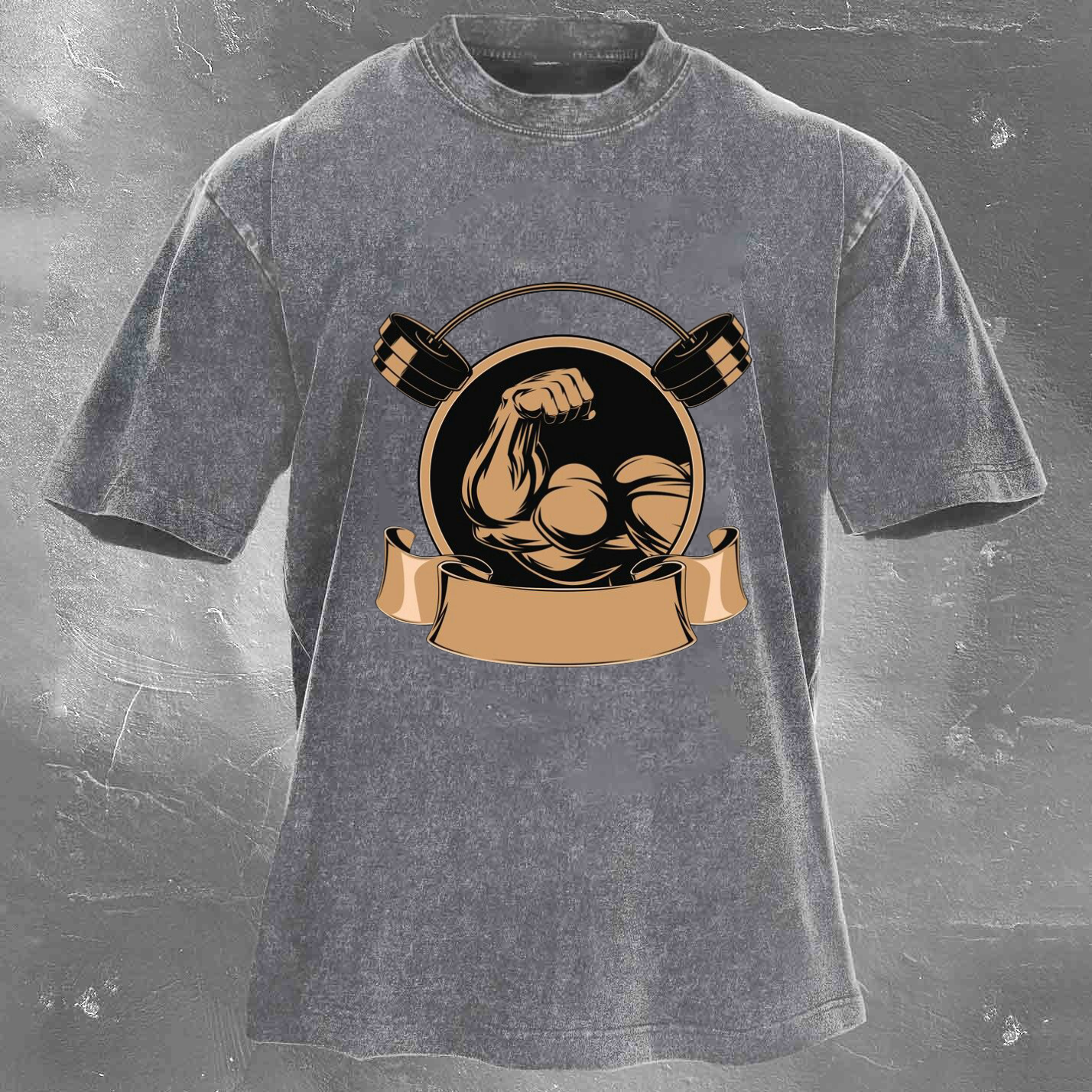 Personalized Fitness Pattern Printing Men's Washed T-shirt