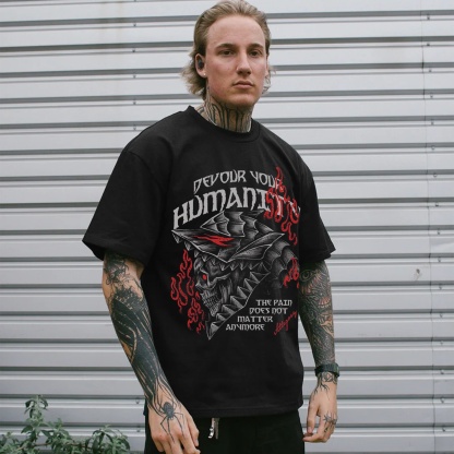 Dark Anime Print Pure Cotton Casual Short Sleeves 06