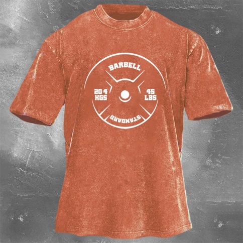 Fitness Print Washed Vintage Short Sleeves 07