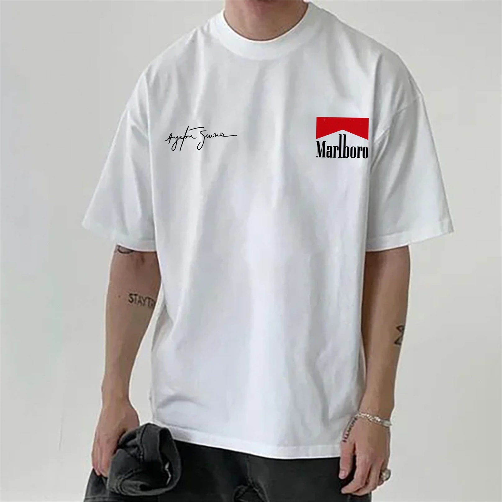 Legendary Racing Driver Aryton Senna Street Print Cotton T-Shirt 07