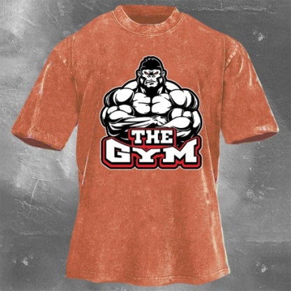 Fitness Print Washed Vintage Short Sleeves 04