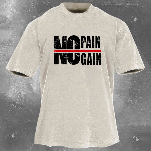 Street Fitness Boxing Print Washed Vintage Short Sleeve 03