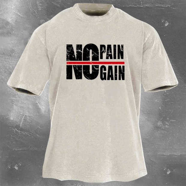 Street Fitness Boxing Print Washed Vintage Short Sleeve 03