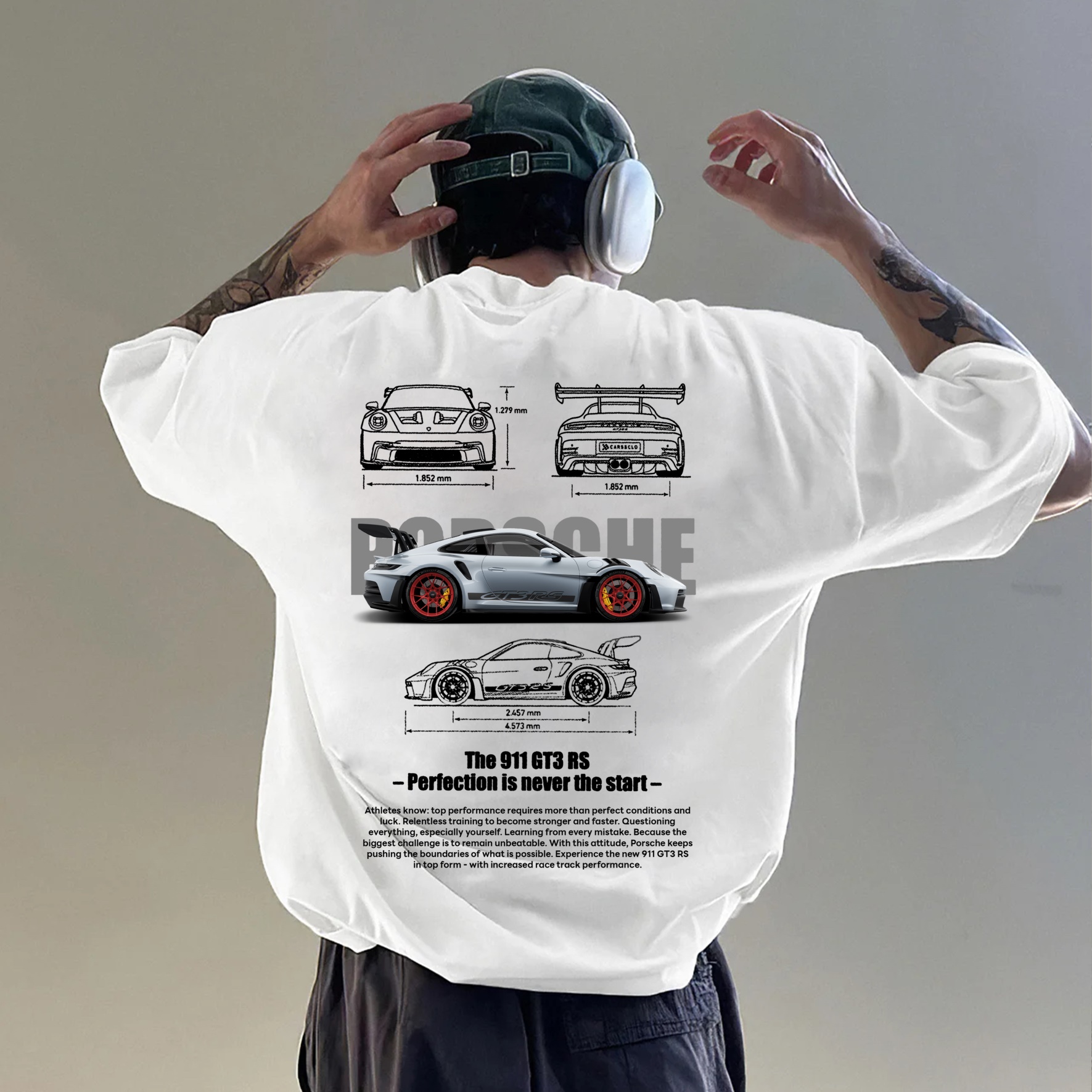 Classic Popular Sports Car Street Print Pure Cotton Casual T-Shirt 01