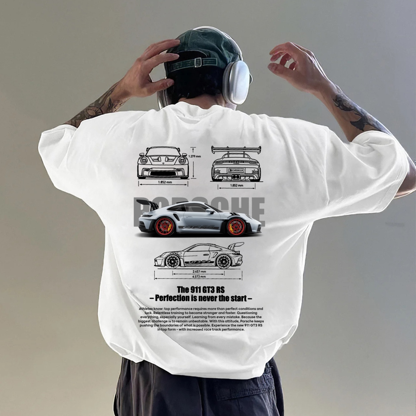 Classic Popular Sports Car Street Print Pure Cotton Casual T-Shirt 01
