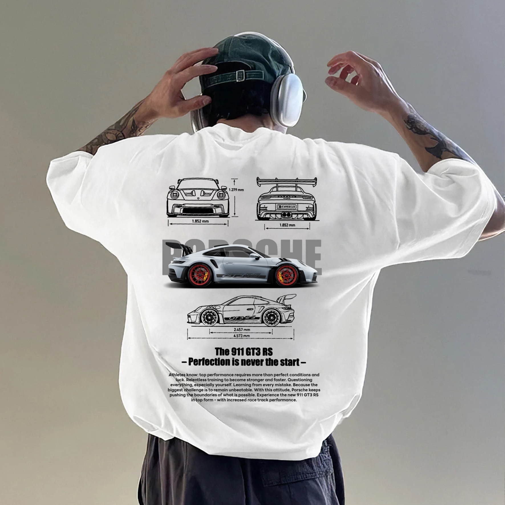 Classic Popular Sports Car Street Print Pure Cotton Casual T-Shirt 01