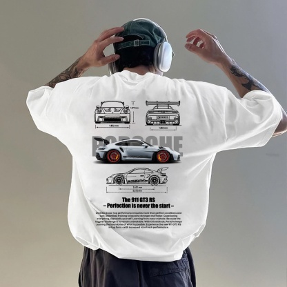 Classic Popular Sports Car Street Print Pure Cotton Casual T-Shirt 01