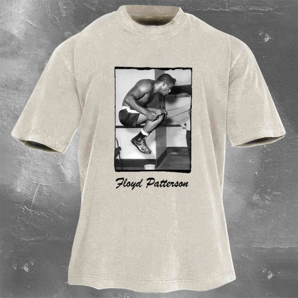 Classic Popular Boxing Star Print Washed Retro Short Sleeves 17