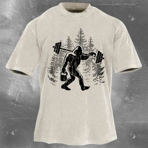 Fitness Print Washed Vintage Short Sleeves 10