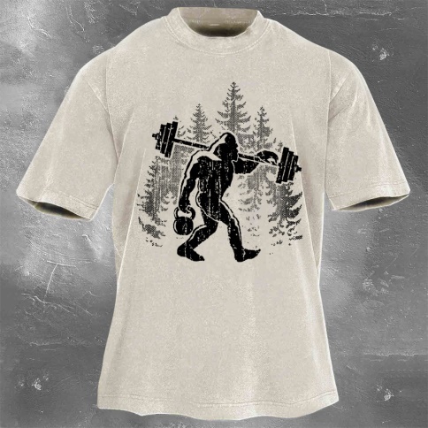 Fitness Print Washed Vintage Short Sleeves 10