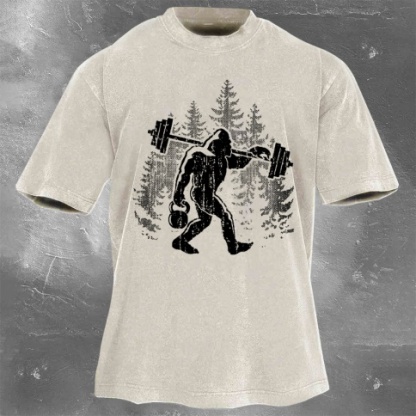 Fitness Print Washed Vintage Short Sleeves 10