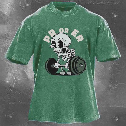 PR OR ER Men's washed T-shirt