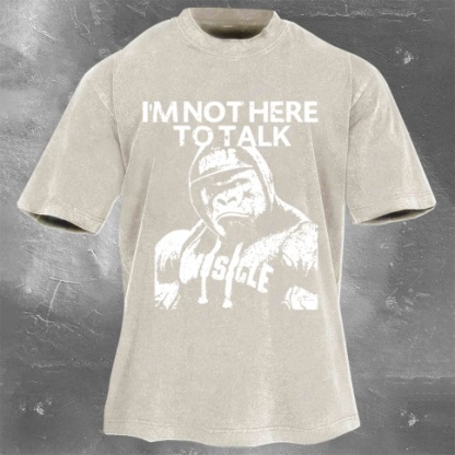 Fitness Print Washed Vintage Short Sleeves 12