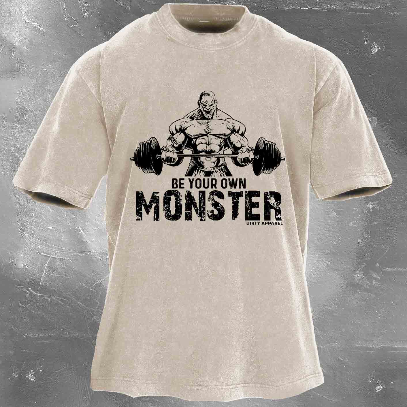 BE YOUR OWN MONSTER Men's washed T-shirt