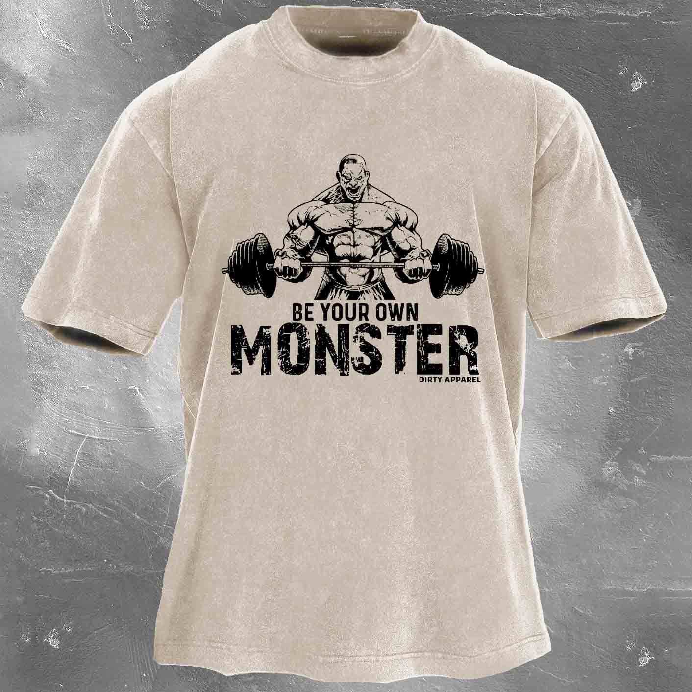 BE YOUR OWN MONSTER Men's washed T-shirt