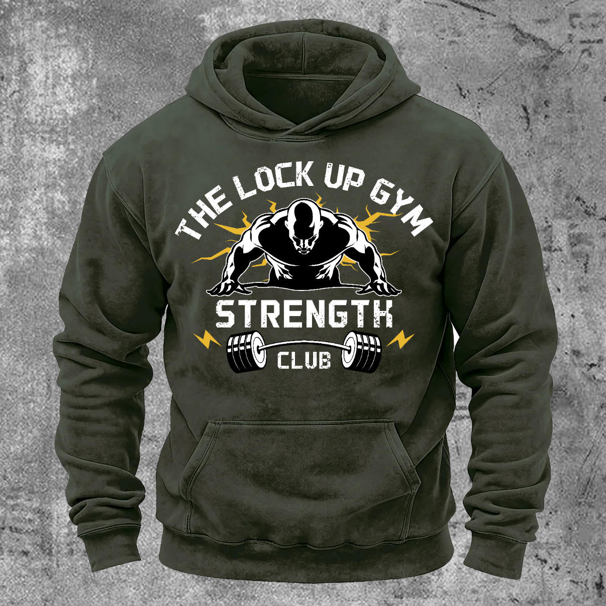 The Lock Up Gym Strength Men's Washed Pocket Hoodie