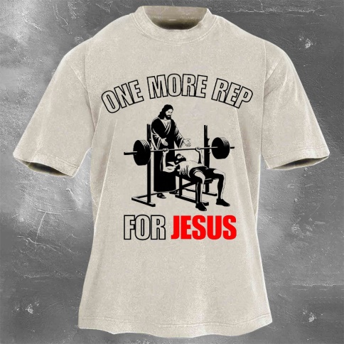 Fitness Print Washed Vintage Short Sleeves 16