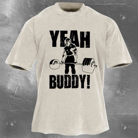 Fitness Print Washed Vintage Short Sleeves 14