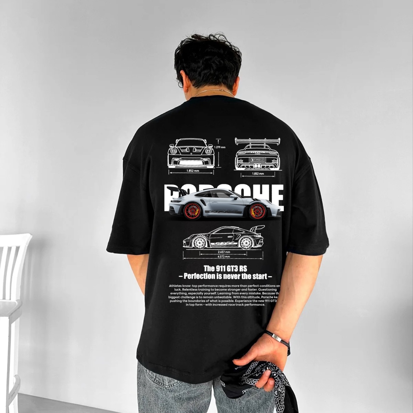 Classic Popular Sports Car Street Print Pure Cotton Casual T-Shirt 01