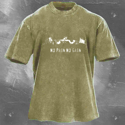 NO PAIN NO GAIN Men's Washed T-shirt
