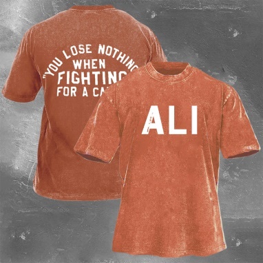 Muhammad Ali Printed Washed Retro Casual Short Sleeves 02