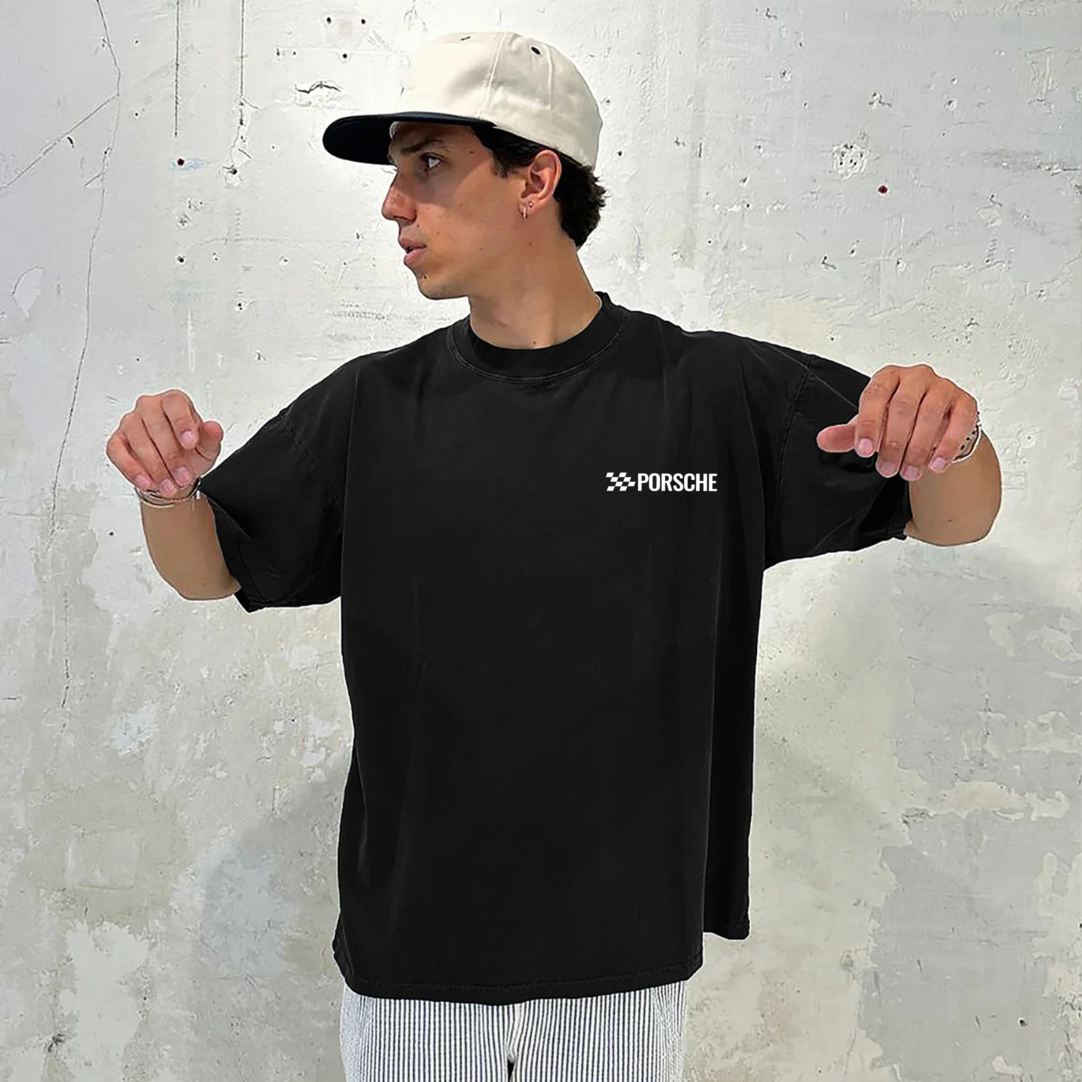 Classic Sports Car Street Print Pure Cotton Casual Short Sleeves 04