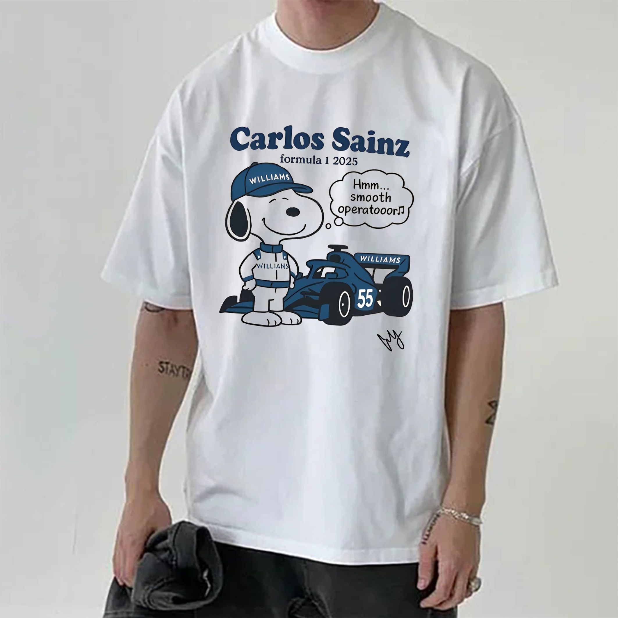 Popular Racing Driver Cartoon Print Casual Short Sleeves 03
