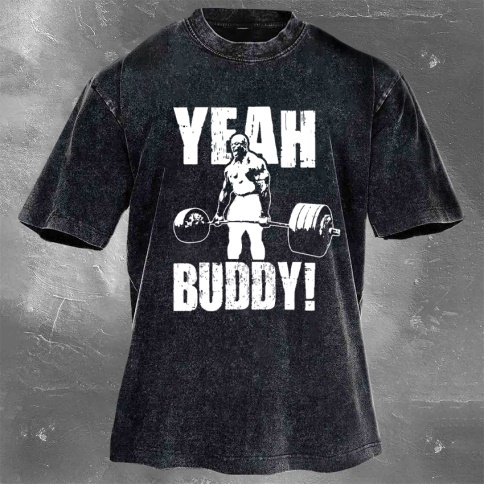 Fitness Print Washed Vintage Short Sleeves 14