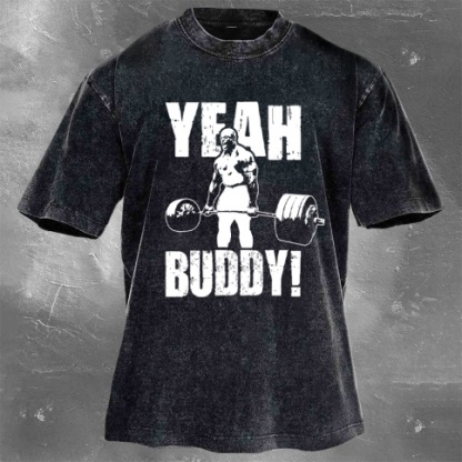 Fitness Print Washed Vintage Short Sleeves 14