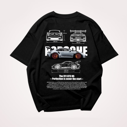 Classic Popular Sports Car Street Print Pure Cotton Casual T-Shirt 01