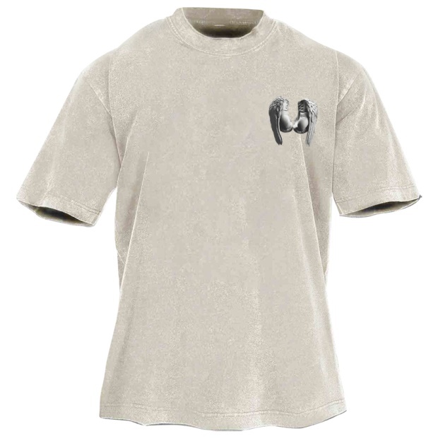 Street Fitness Boxing Print Washed Vintage Short Sleeve 01