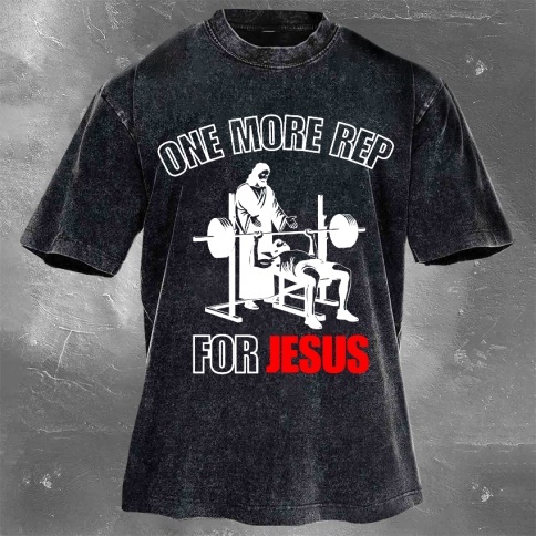 Fitness Print Washed Vintage Short Sleeves 16