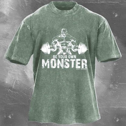 BE YOUR OWN MONSTER Men's washed T-shirt