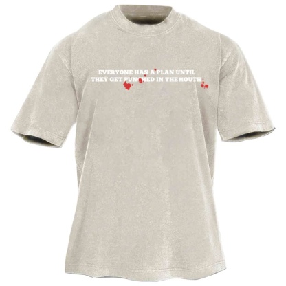 Classic Popular Boxing Star Print Washed Retro Short Sleeves 02
