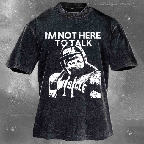 Fitness Print Washed Vintage Short Sleeves 12