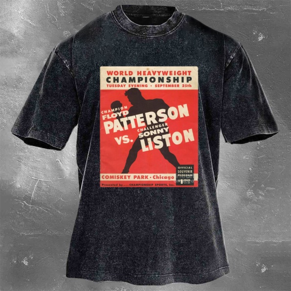 Classic Popular Boxing Star Print Washed Retro Short Sleeves 19