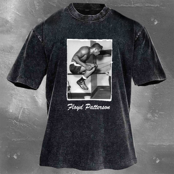 Classic Popular Boxing Star Print Washed Retro Short Sleeves 17