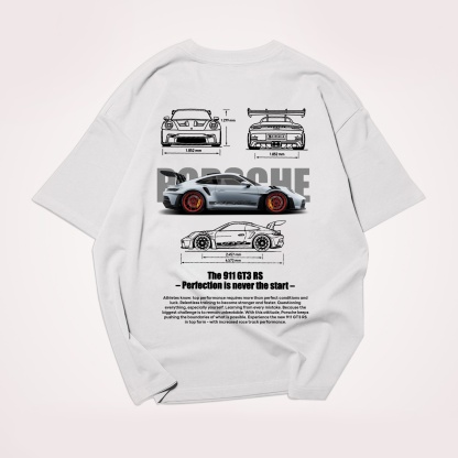 Classic Popular Sports Car Street Print Pure Cotton Casual T-Shirt 01