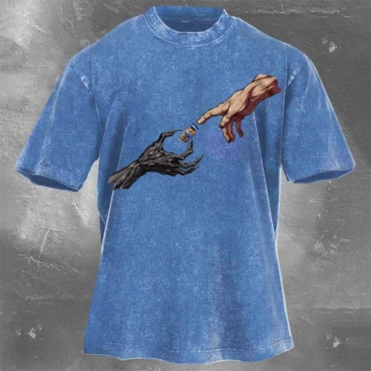 Fitness Print Washed Vintage Short Sleeves 09