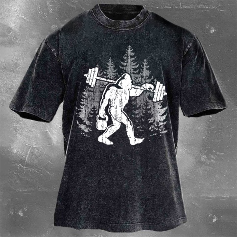 Fitness Print Washed Vintage Short Sleeves 10