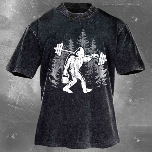 Fitness Print Washed Vintage Short Sleeves 10